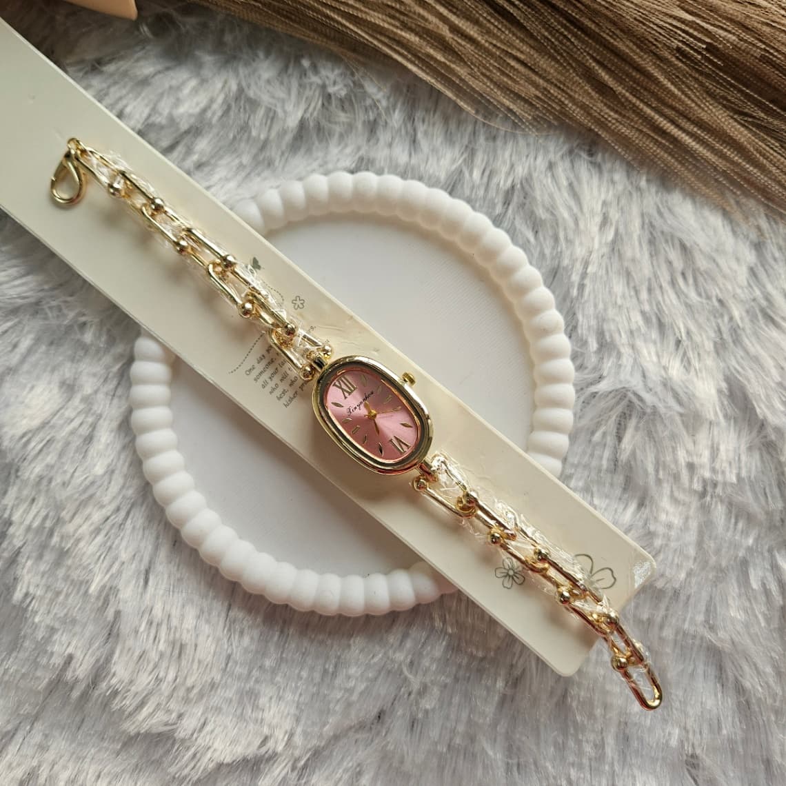 Anti-Tarnish Oval Dial Watch Pink