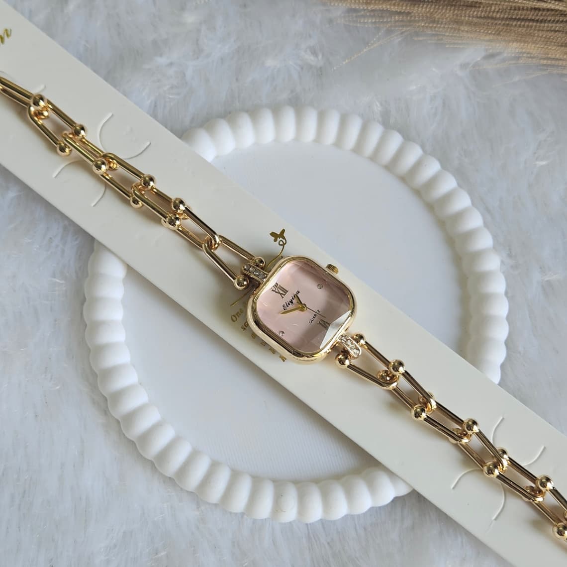 Anti-tarnish Square Dial Watch Pink