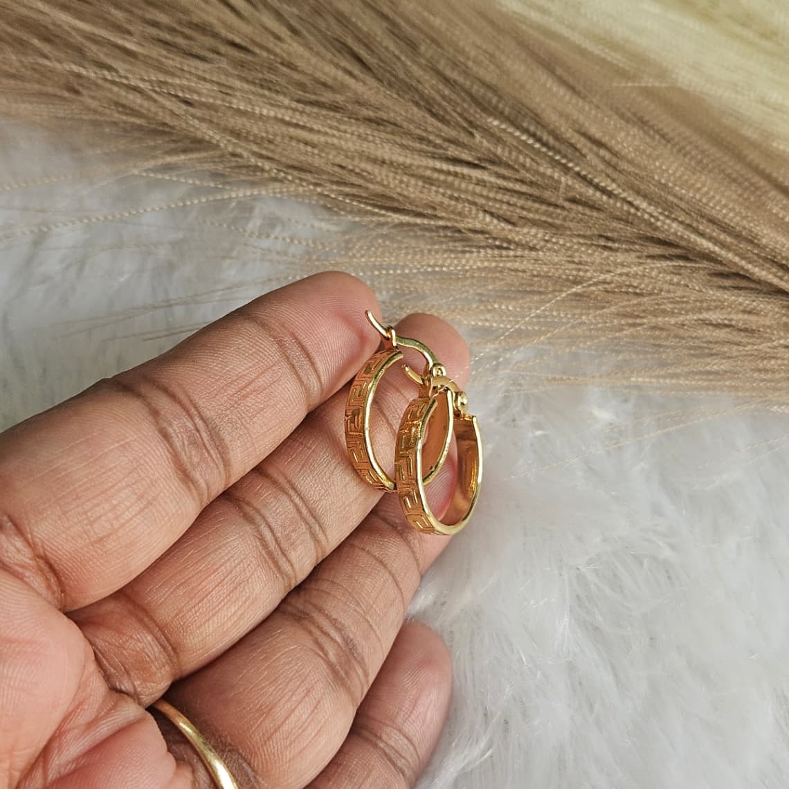 Anti-Tarnish Round Pattern Hoops  — image 3