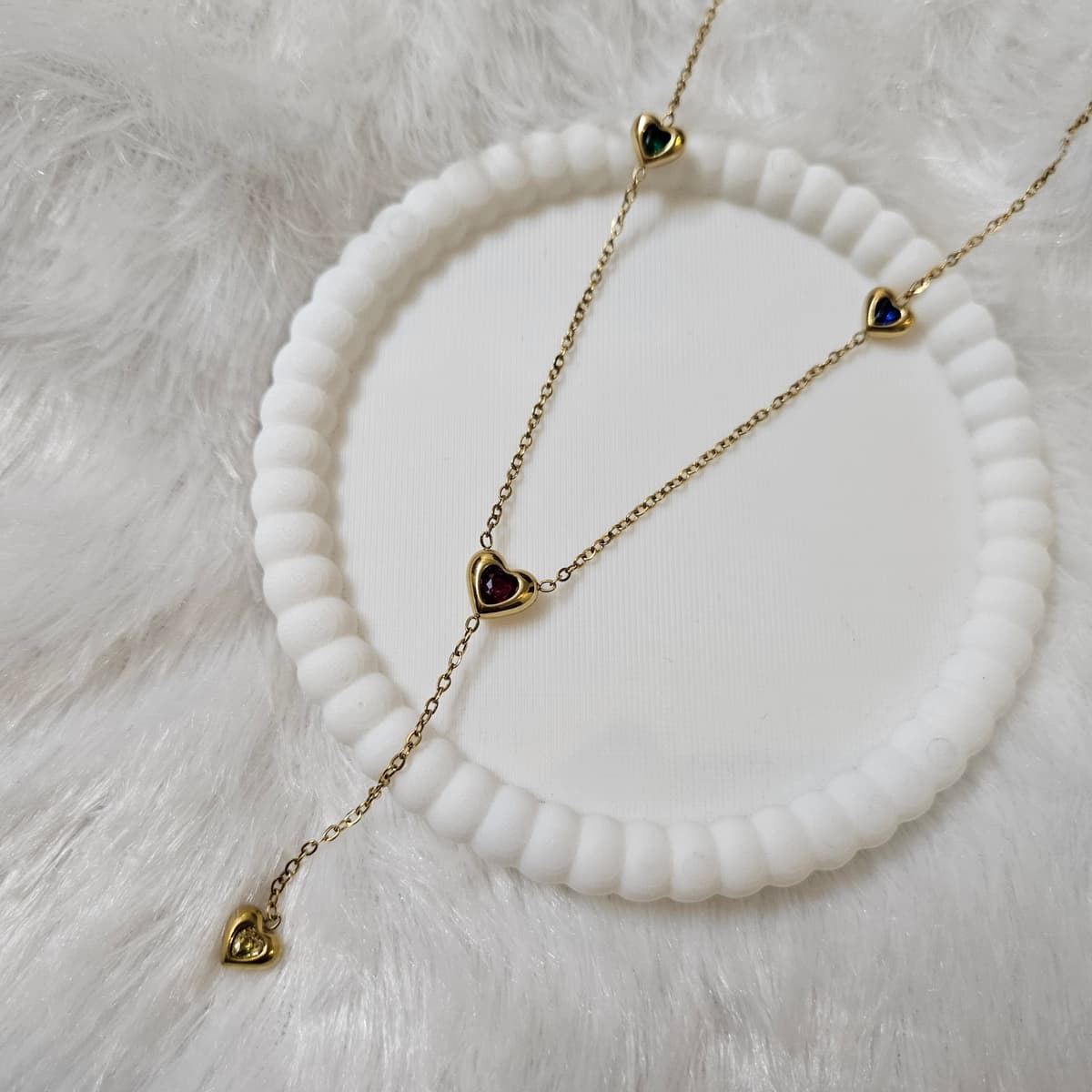 Drops Heart Necklace with Multicolor stones — image 2