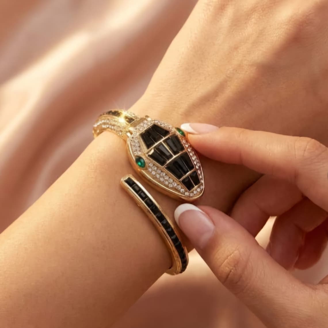 Black Serpentine Bangle type Watch — image 4