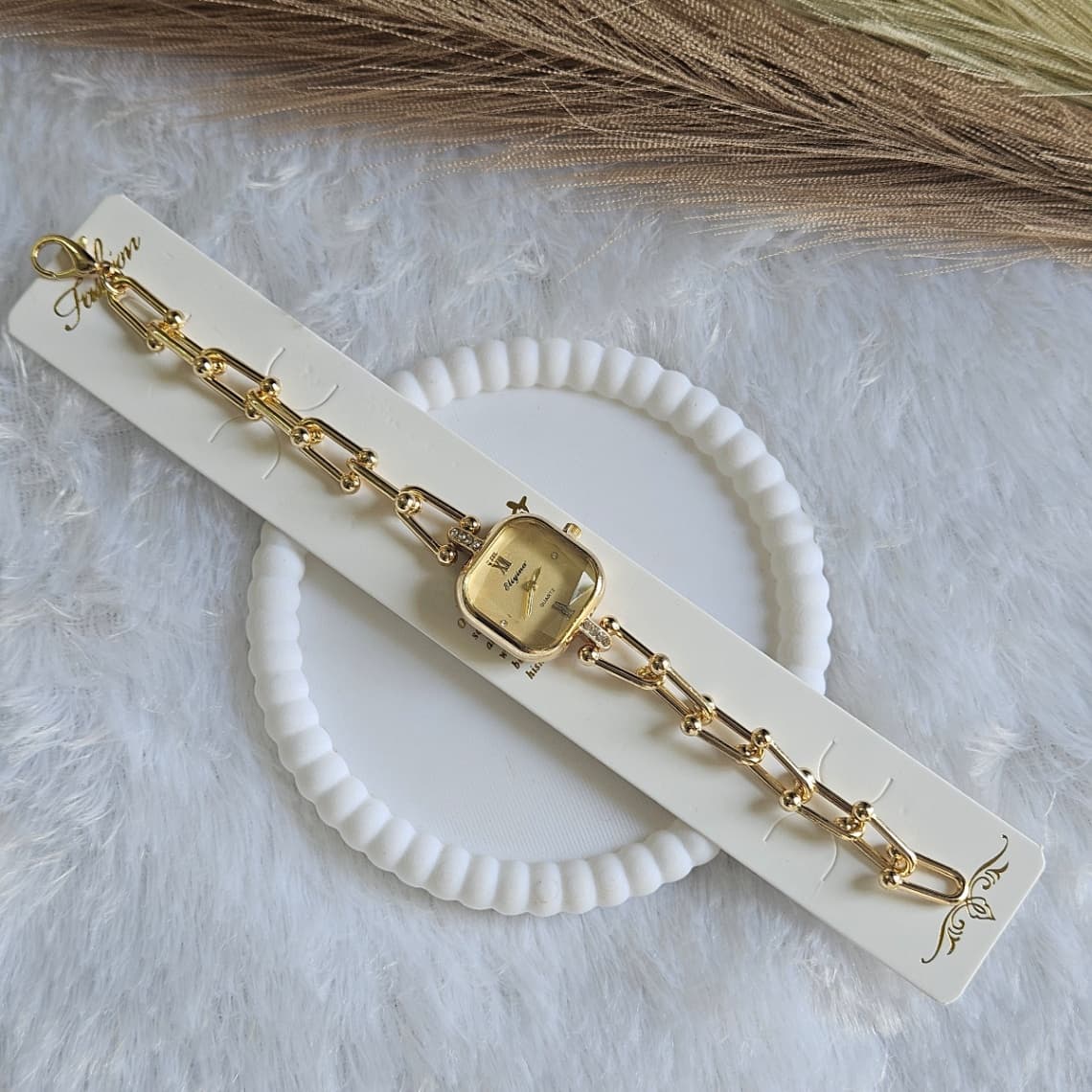 Anti-tarnish Square Dial Watch Gold — image 2