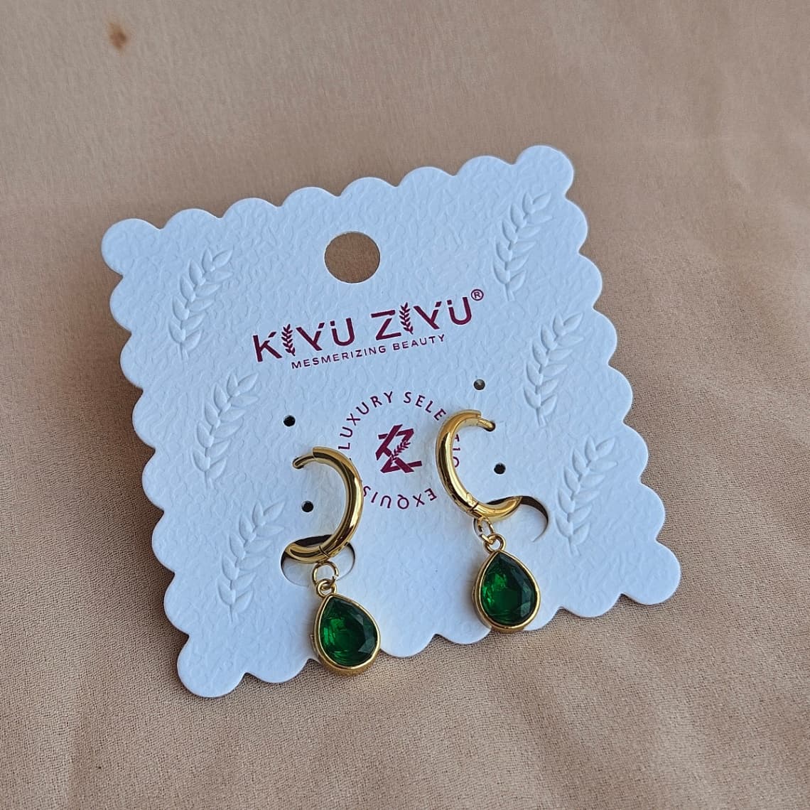 Anti-Tarnish Green Drop Danglers — image 2