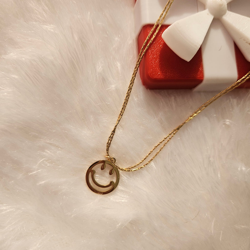 Smiley Pendant Double Chain