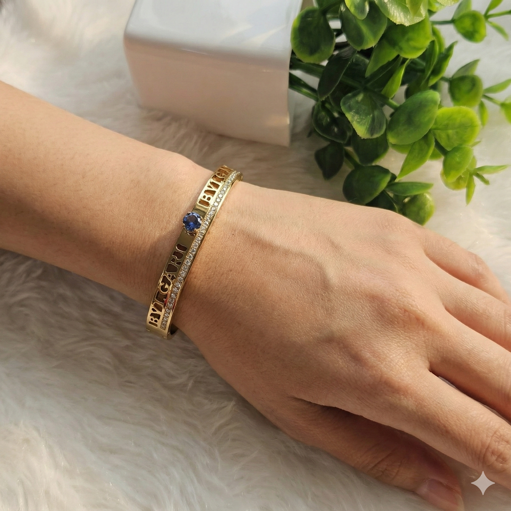 Test product) Do not order - Bangle Bracelet with Blue and White stones